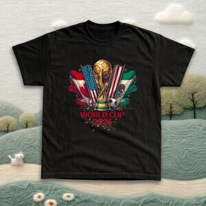 World Cup 2026 Trophy And Flags Black Unisex Tee